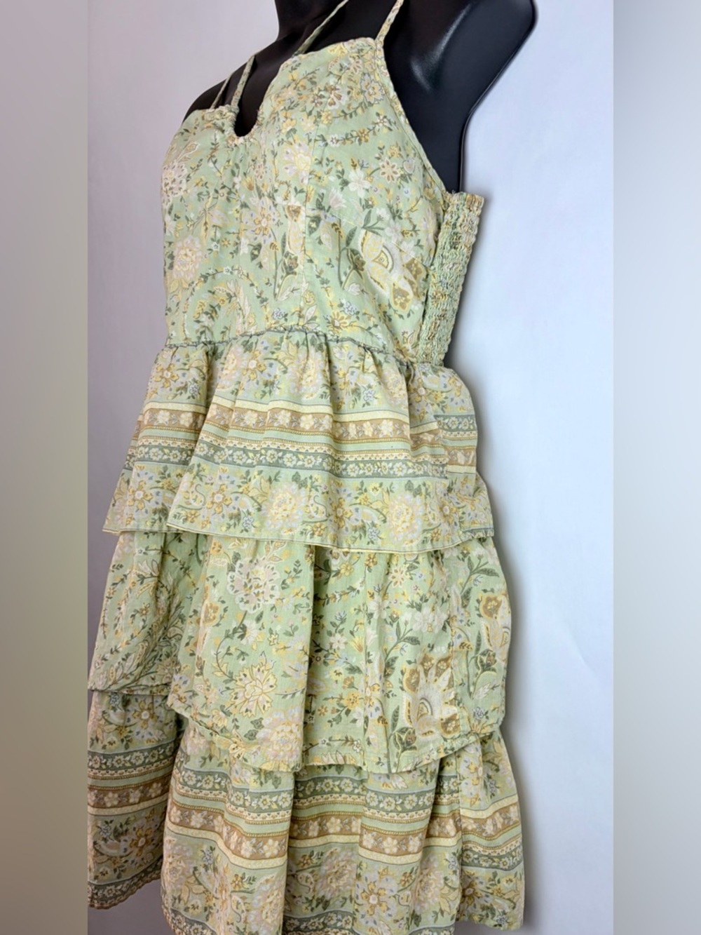 ❣️SOLD❣️ AMERICAN EAGLE OUTFITTERS TIERED HALTER 100% COTTON DOUBLE STRAP DRESS - Picture 6 of 10